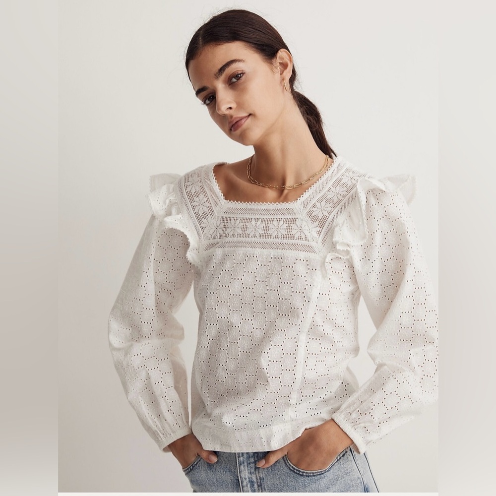 Madewell Eyelet Square Neck Top